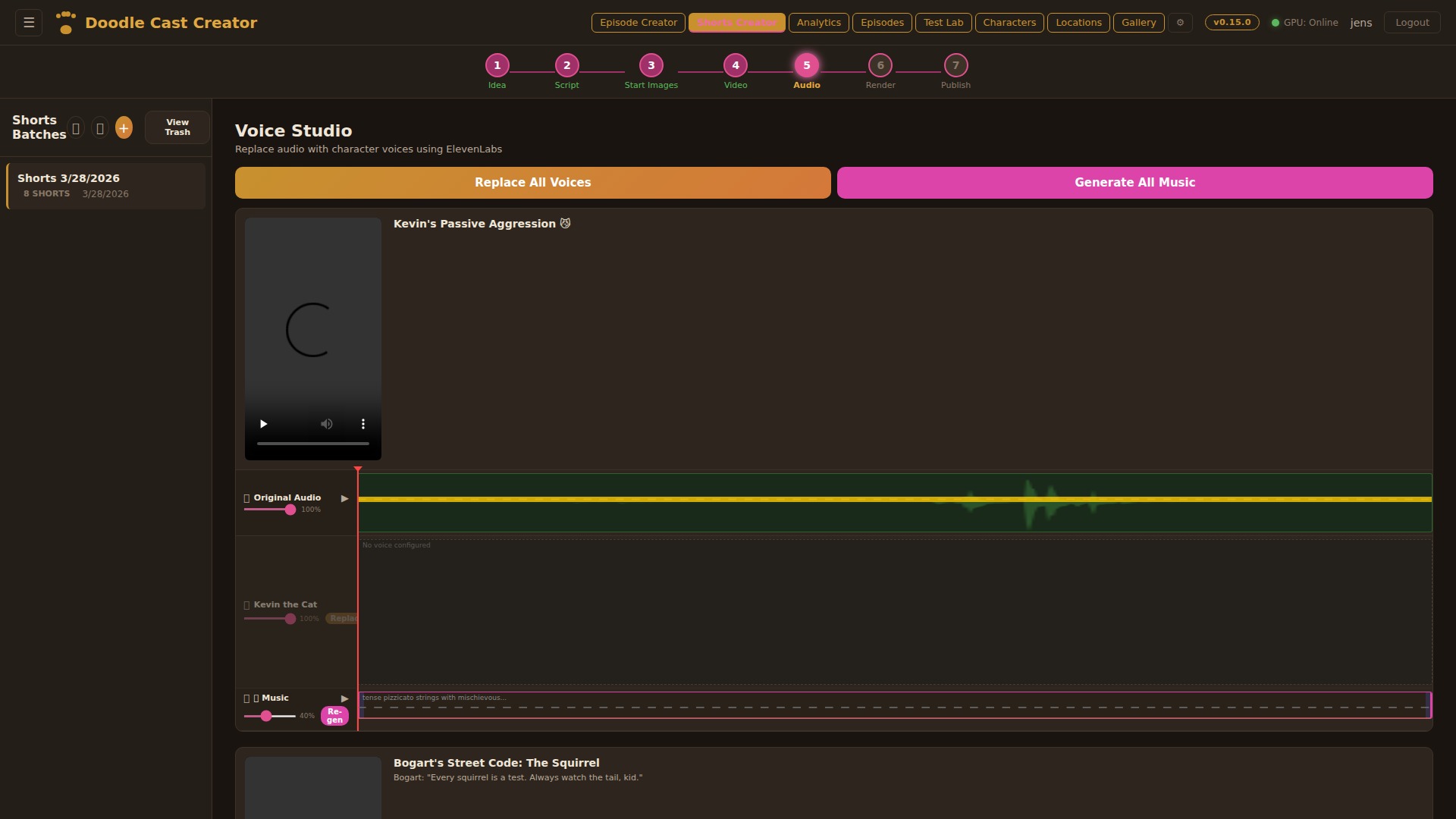Voice Studio with multi-track audio and music generation