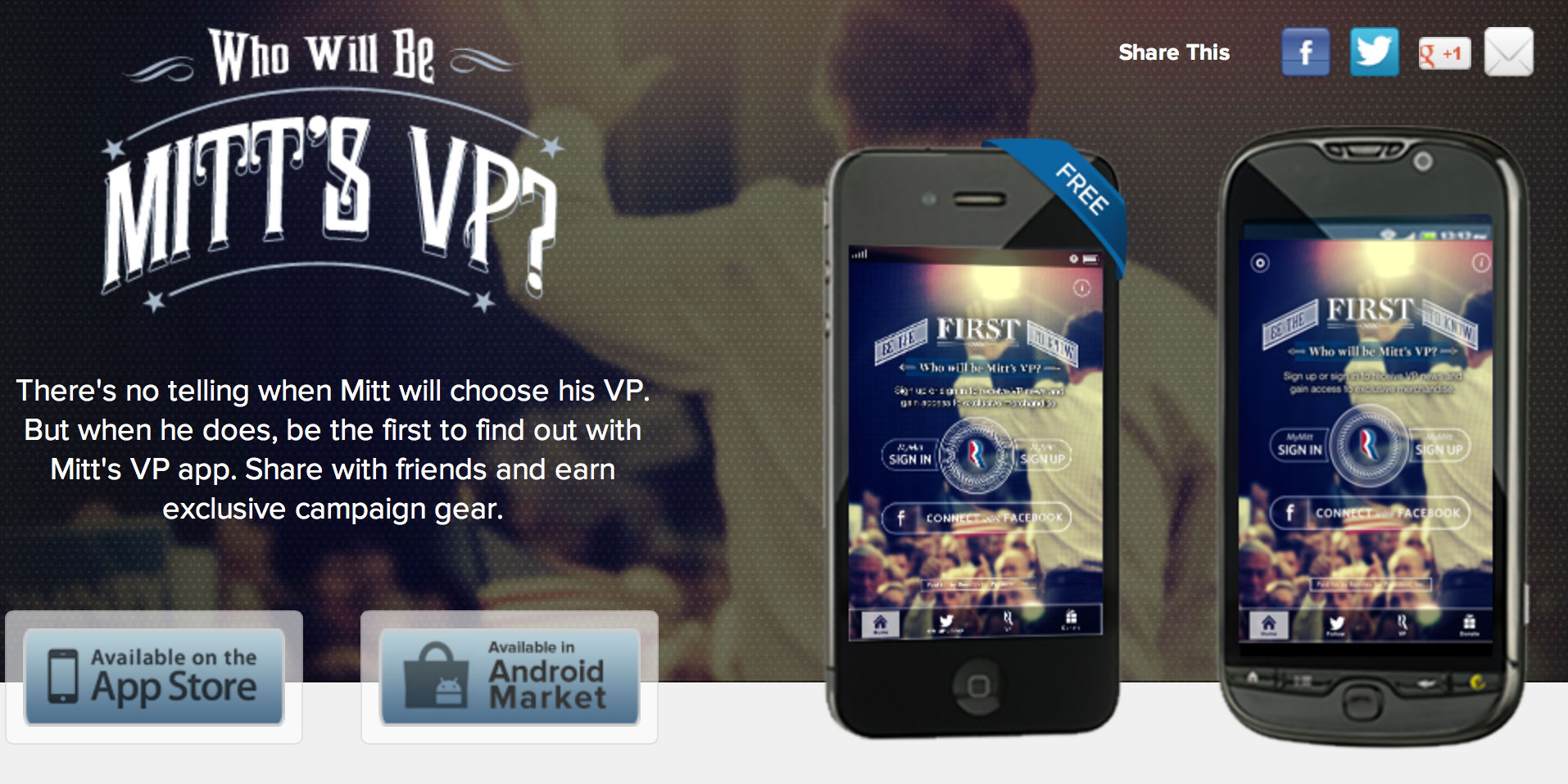 Mitt Romney Goes on AIR with the Application "Mitt's VP"